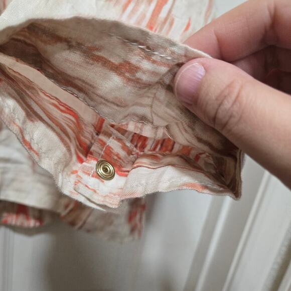 Chico’s Linen Blend Jacket Size 2 Large Peach Coral Abstract Print - Picture 7 of 10